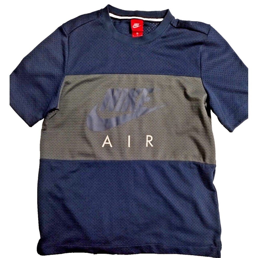 Nike Air Block Mesh Graphic Short Sleeve shirt  Blue & Gray Men's Size‎ Med VTG